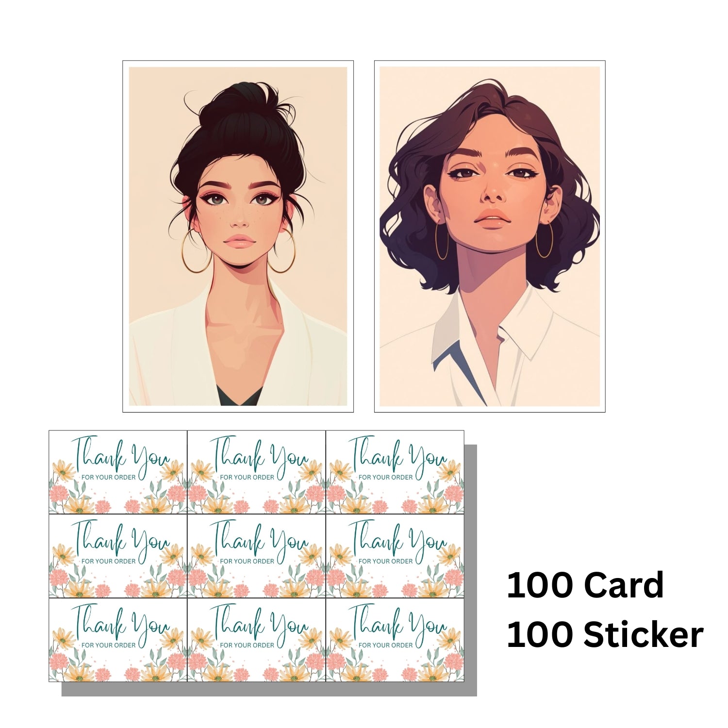 100 Pcs Earring & Necklace Display Cards with Thank You Stickers for Small Business Packaging