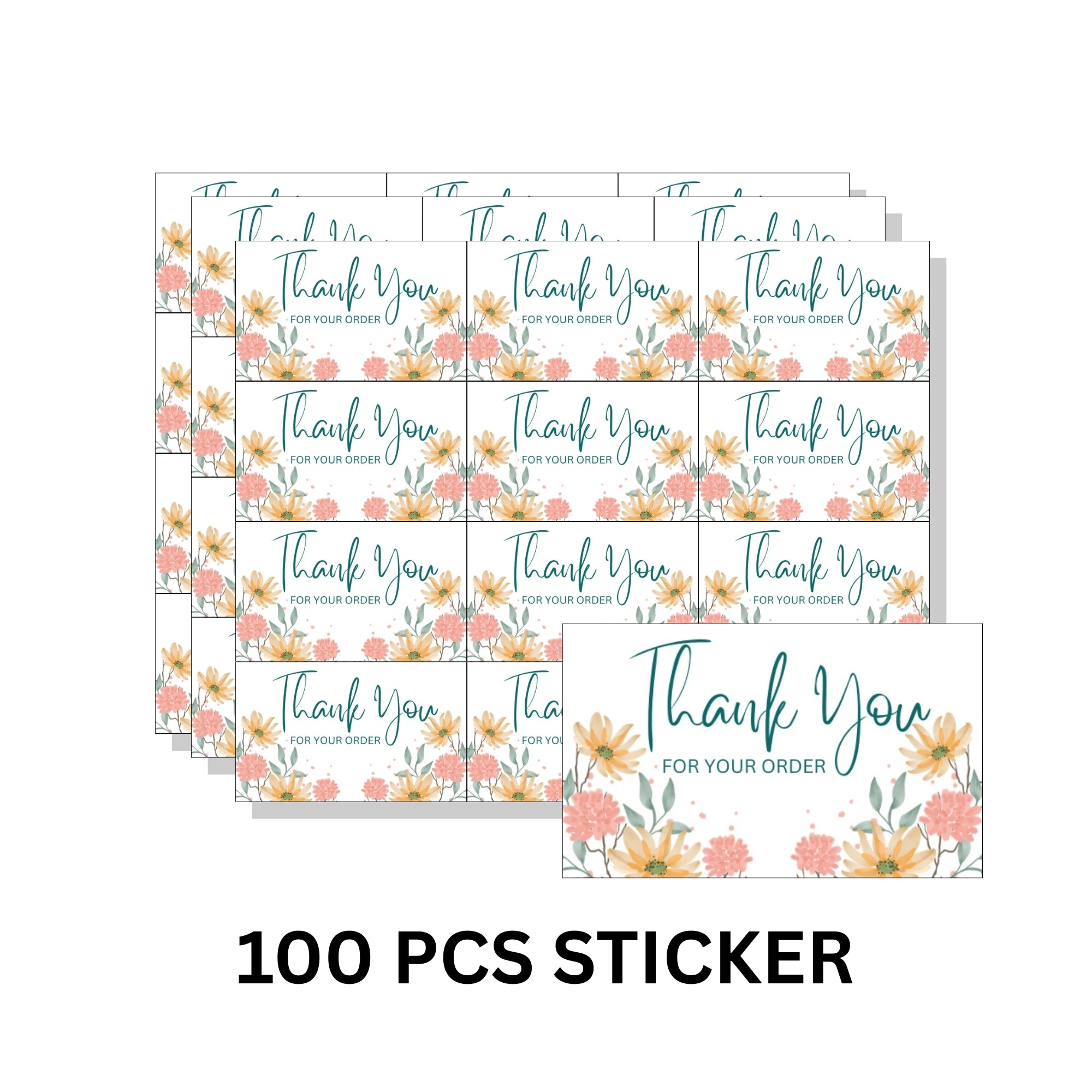 Thank You Stickers for Small Business Packaging – 100 Self-Adhesive Cute Labels for Orders (1 x 1.65 Inch)