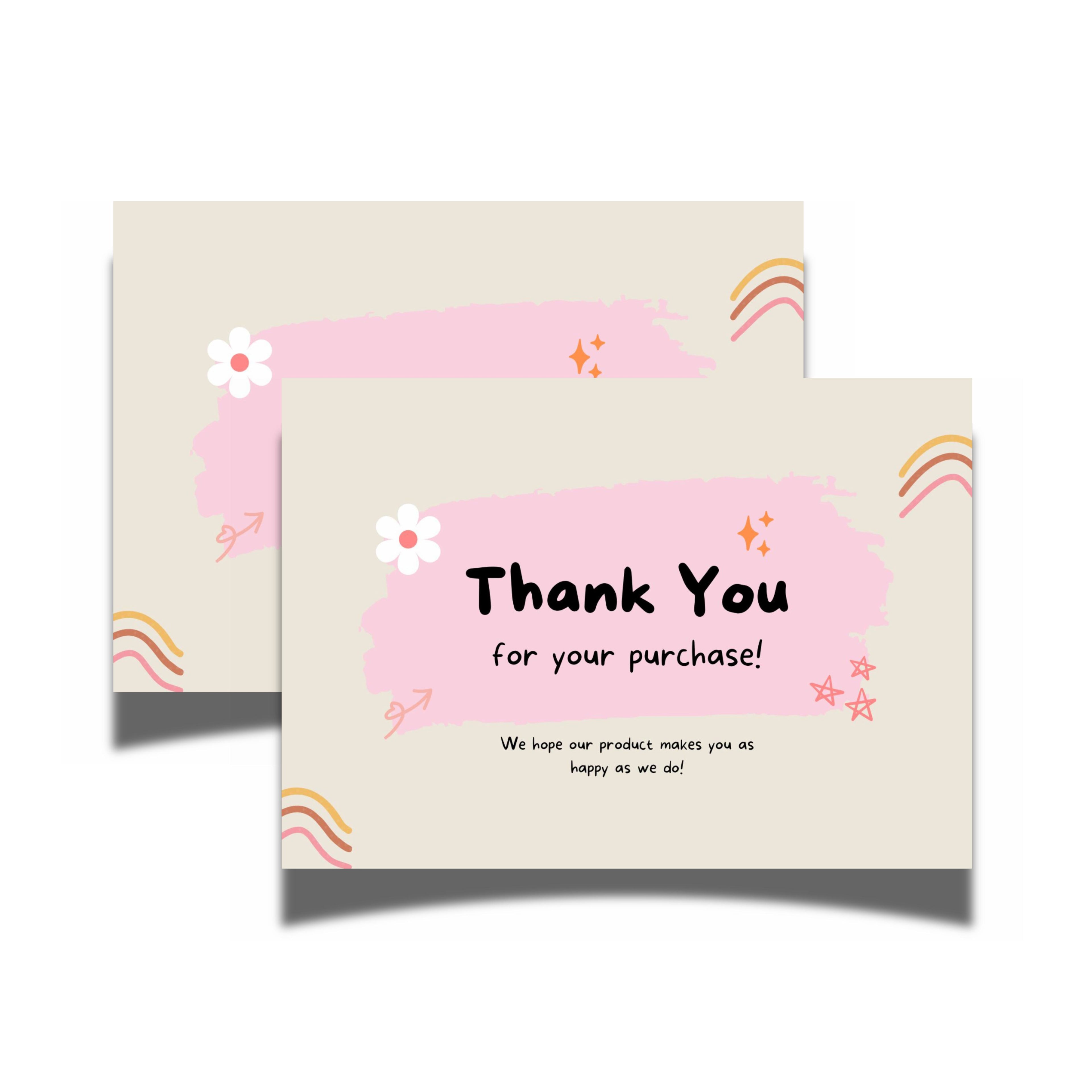 Pink Thank You Cards Pack of 100 (3x2 Inch) | Business & Packaging Inserts