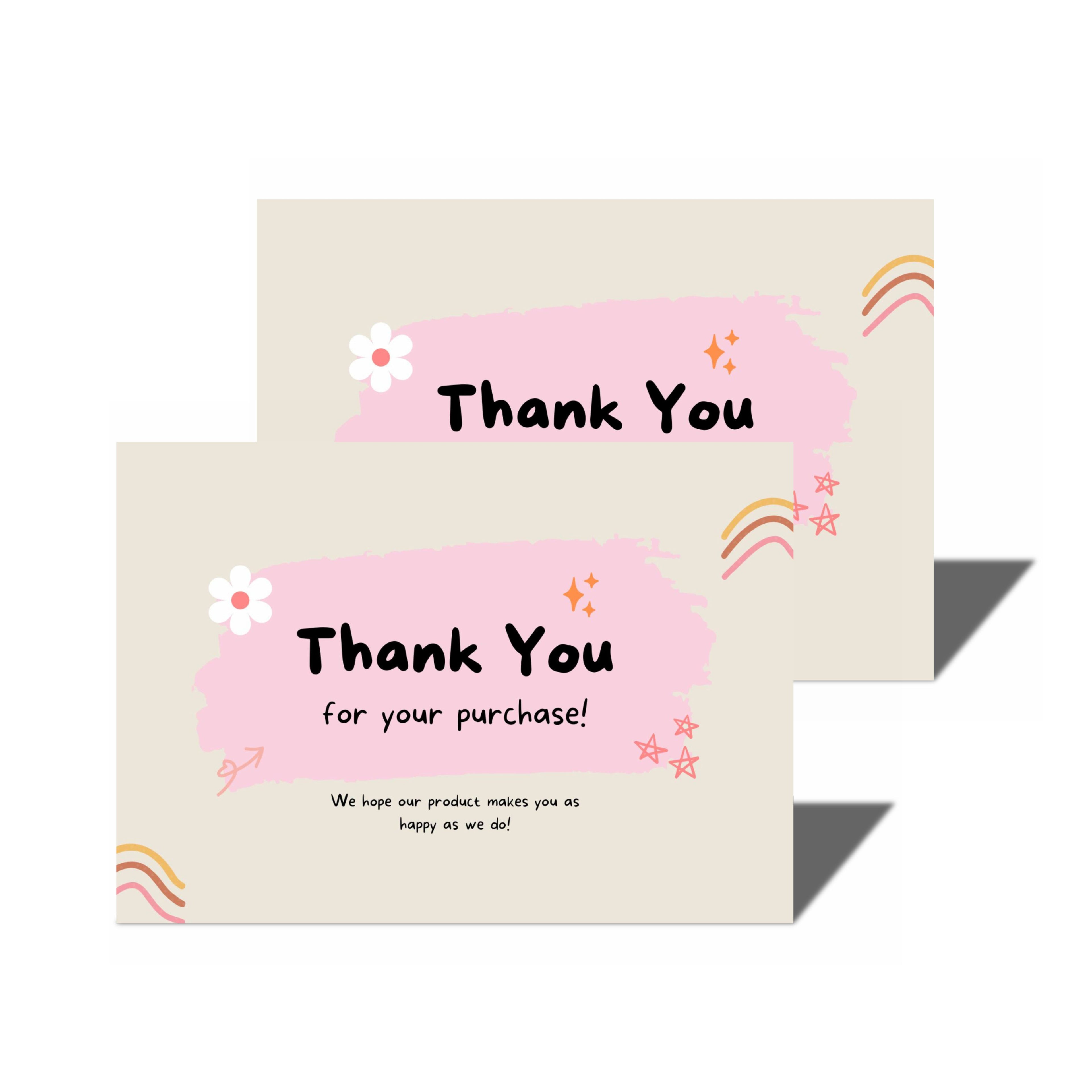 Pink Thank You Cards Pack of 100 (3x2 Inch) | Business & Packaging Inserts