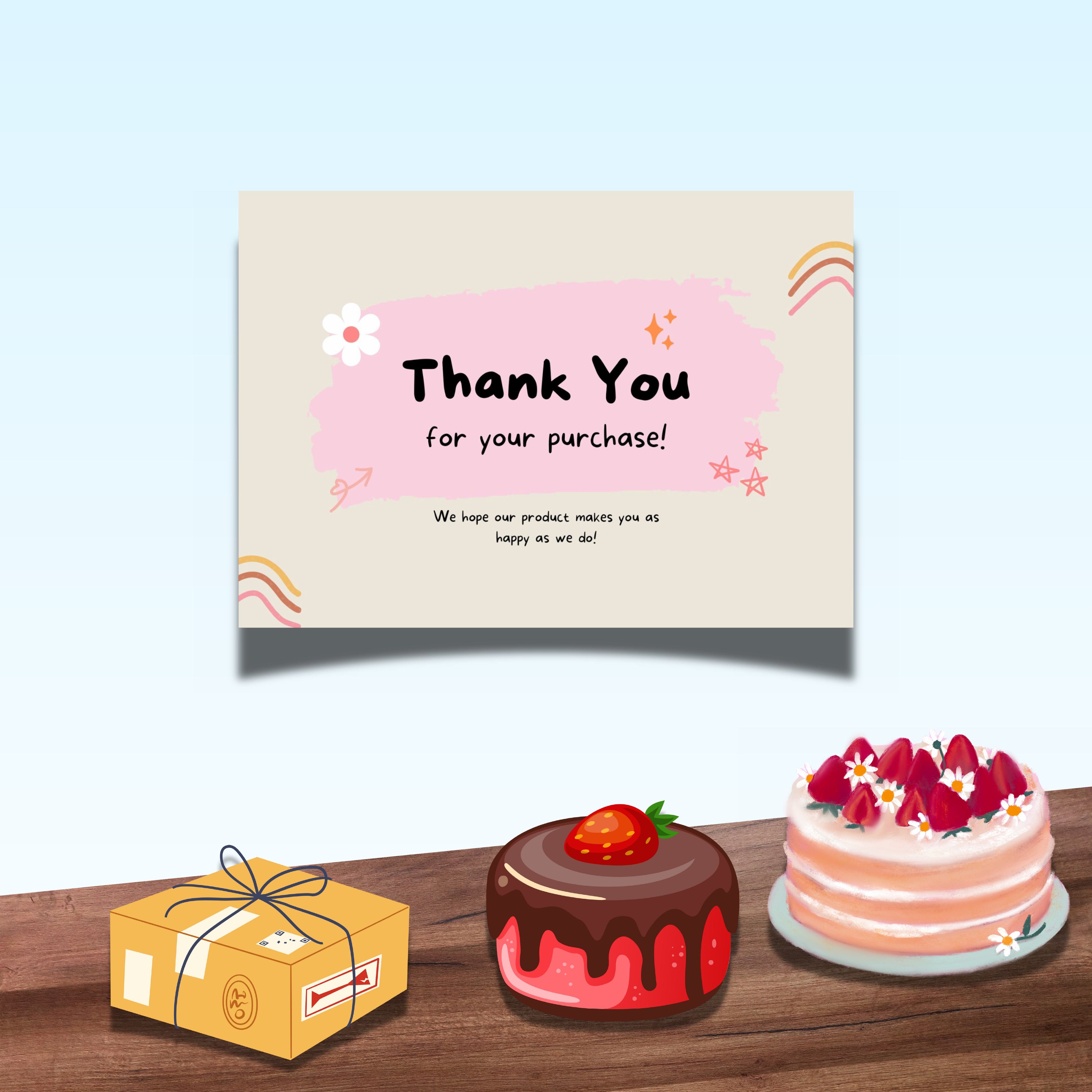 Pink Thank You Cards Pack of 100 (3x2 Inch) | Business & Packaging Inserts