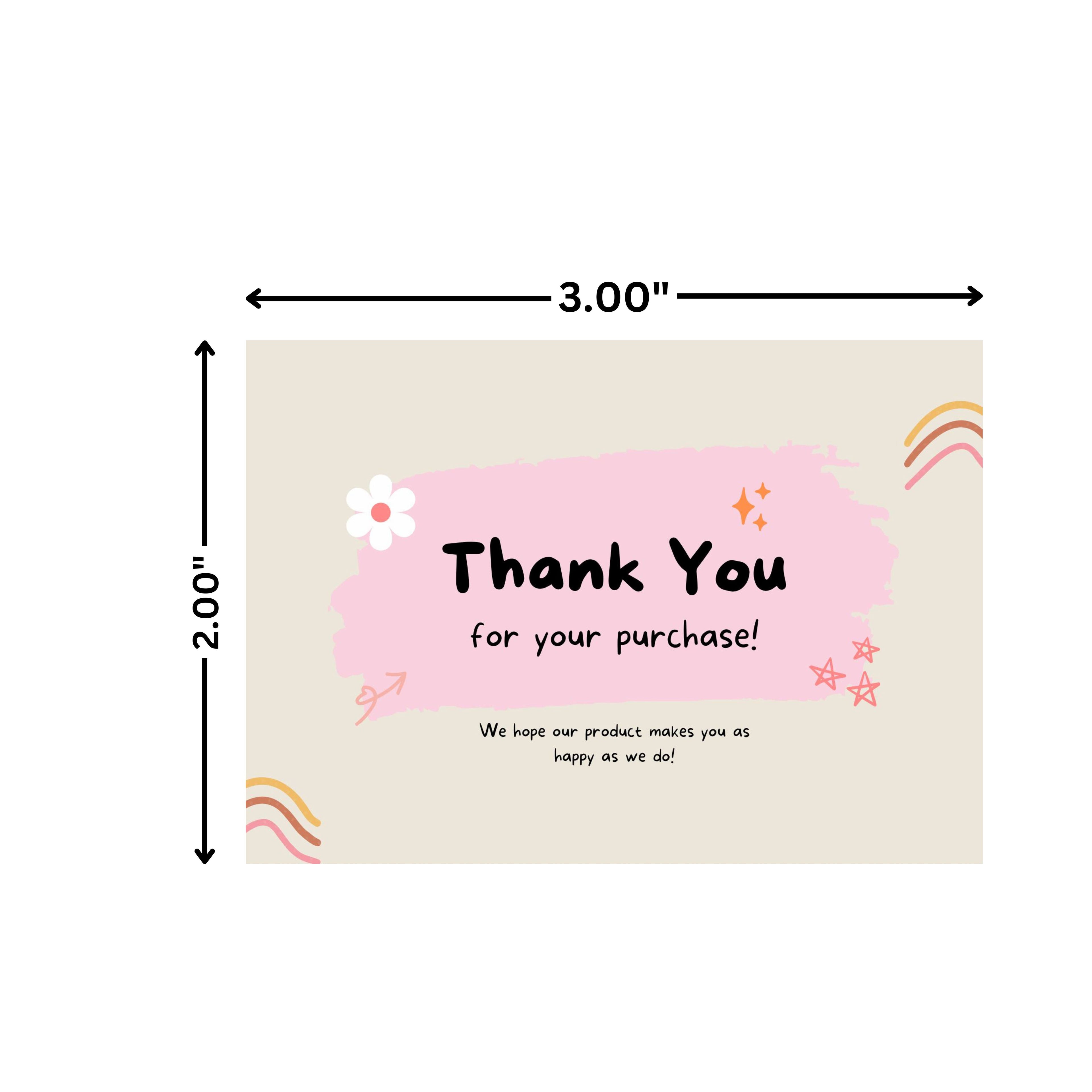 Pink Thank You Cards Pack of 100 (3x2 Inch) | Business & Packaging Inserts
