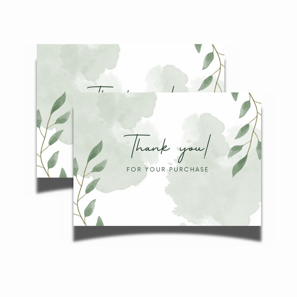 100 PCS Sage Green Thank You Cards (3x2 Inch) | Elegant Greenery Business Thank You Cards for Packaging & Orders