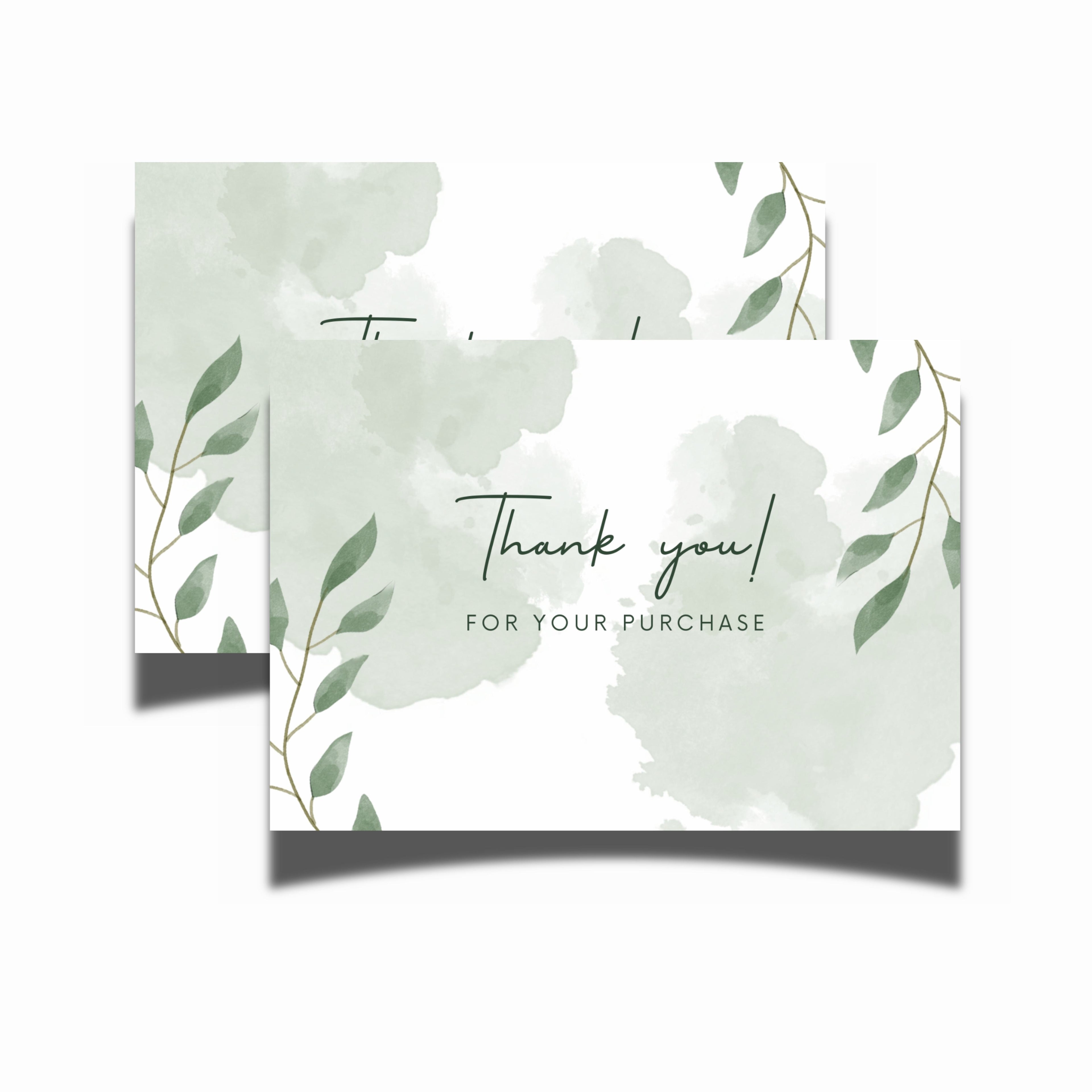 100 PCS Sage Green Thank You Cards (3x2 Inch) | Elegant Greenery Business Thank You Cards for Packaging & Orders