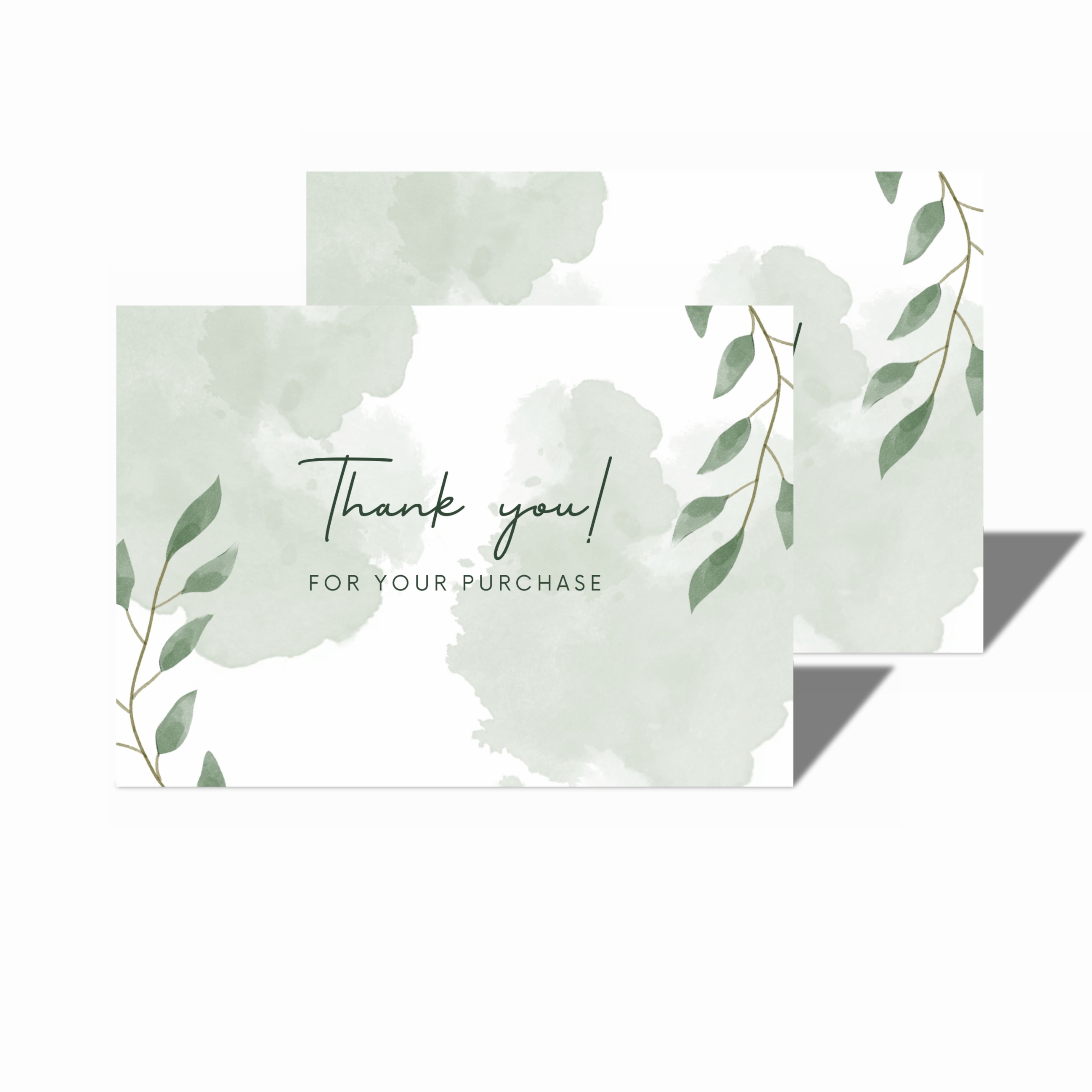 100 PCS Sage Green Thank You Cards (3x2 Inch) | Elegant Greenery Business Thank You Cards for Packaging & Orders