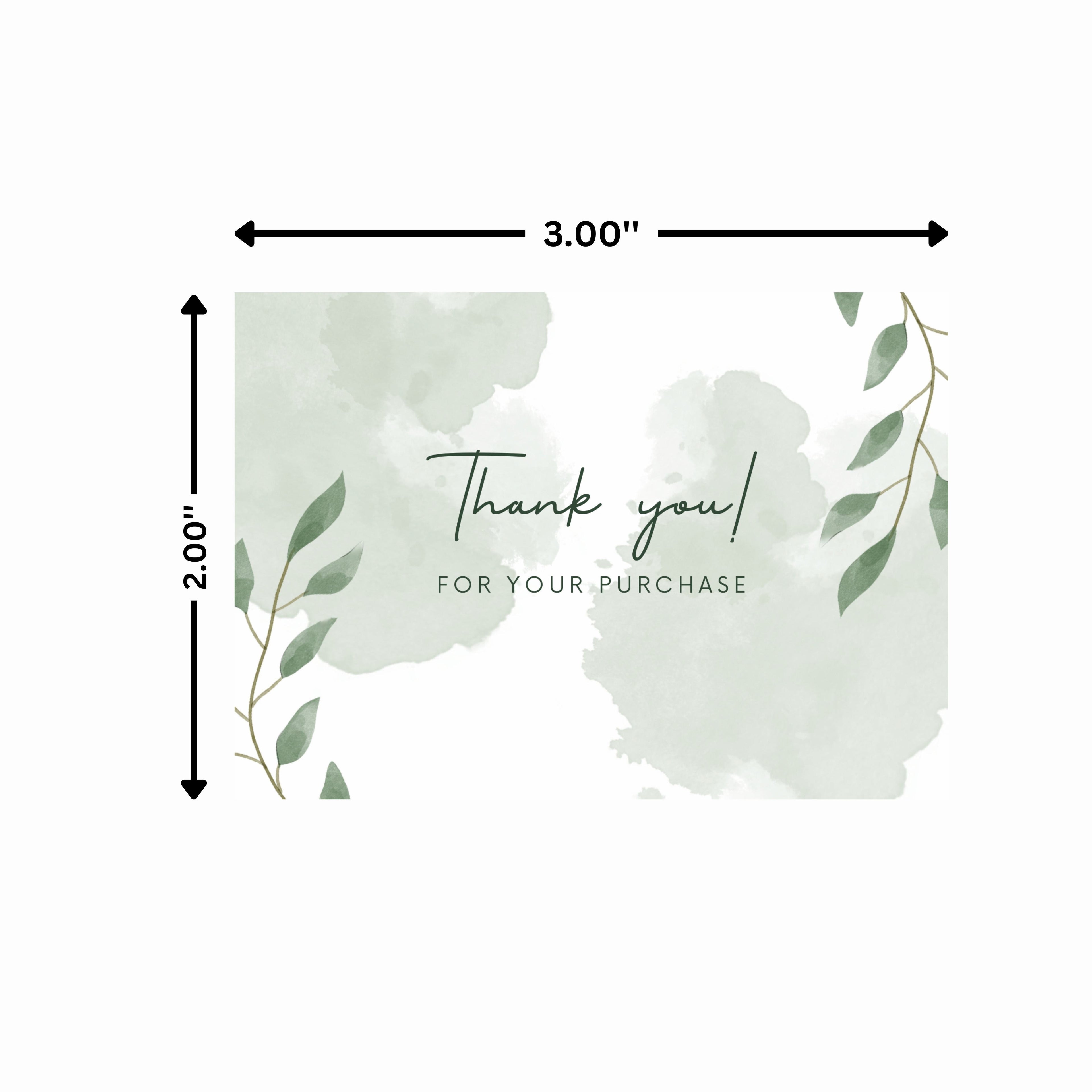 100 PCS Sage Green Thank You Cards (3x2 Inch) | Elegant Greenery Business Thank You Cards for Packaging & Orders
