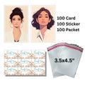 100 PCS Jewellery Display Cards with Thank You Stickers & Packaging Material | Earring & Necklace Packaging Set for Small Business