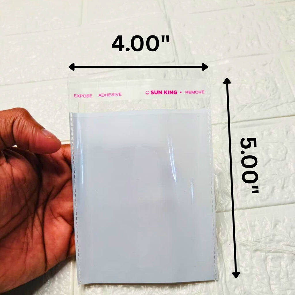 Transparent BOPP Bags Pack of 100 (4x5 Inch) | Clear Packaging for Jewelry & Accessories