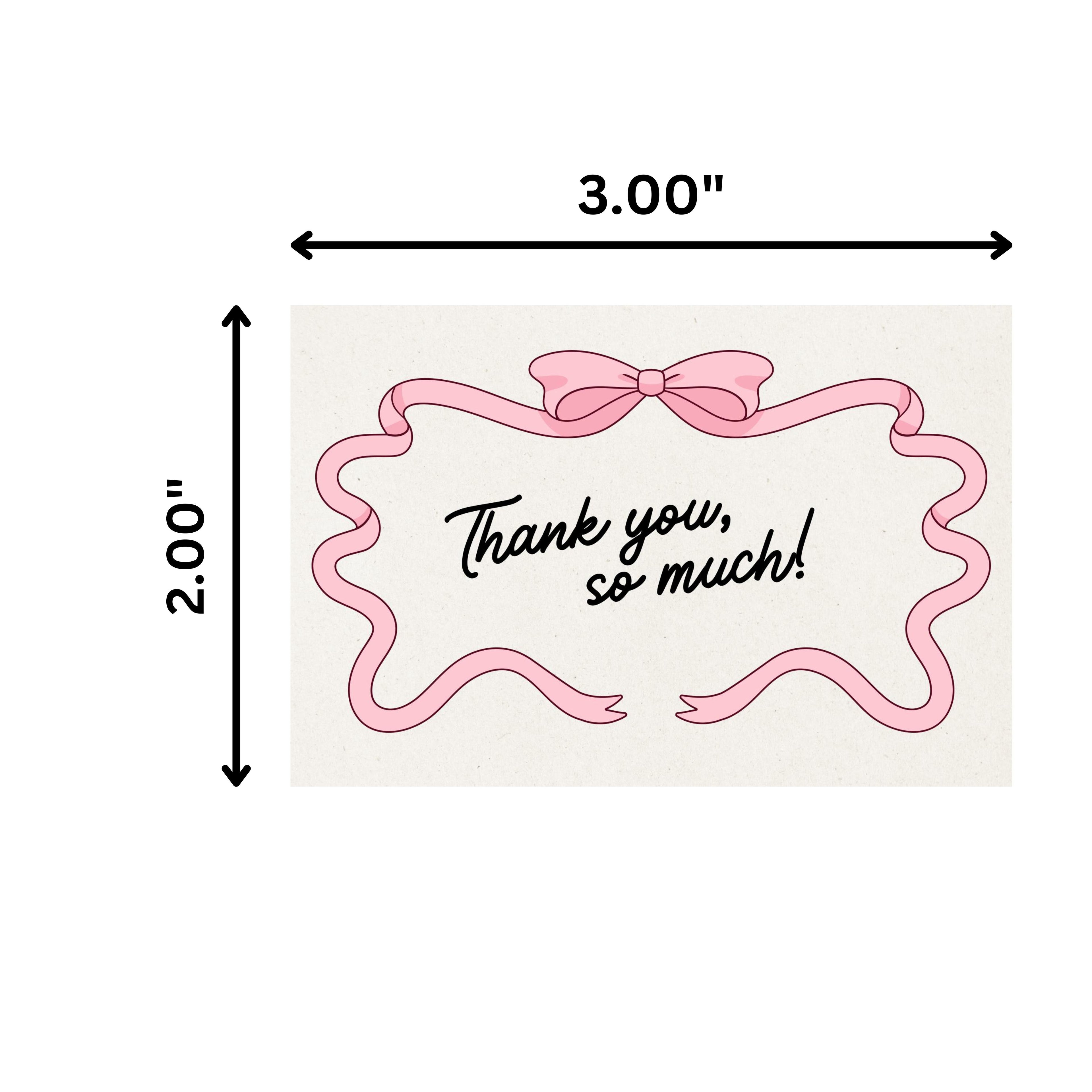 Pink Bow Thank You Cards Pack of 100 | Cute Aesthetic Greeting Cards for All Occasions