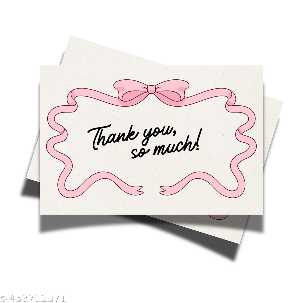 Pink Bow Thank You Cards Pack of 100 | Cute Aesthetic Greeting Cards for All Occasions